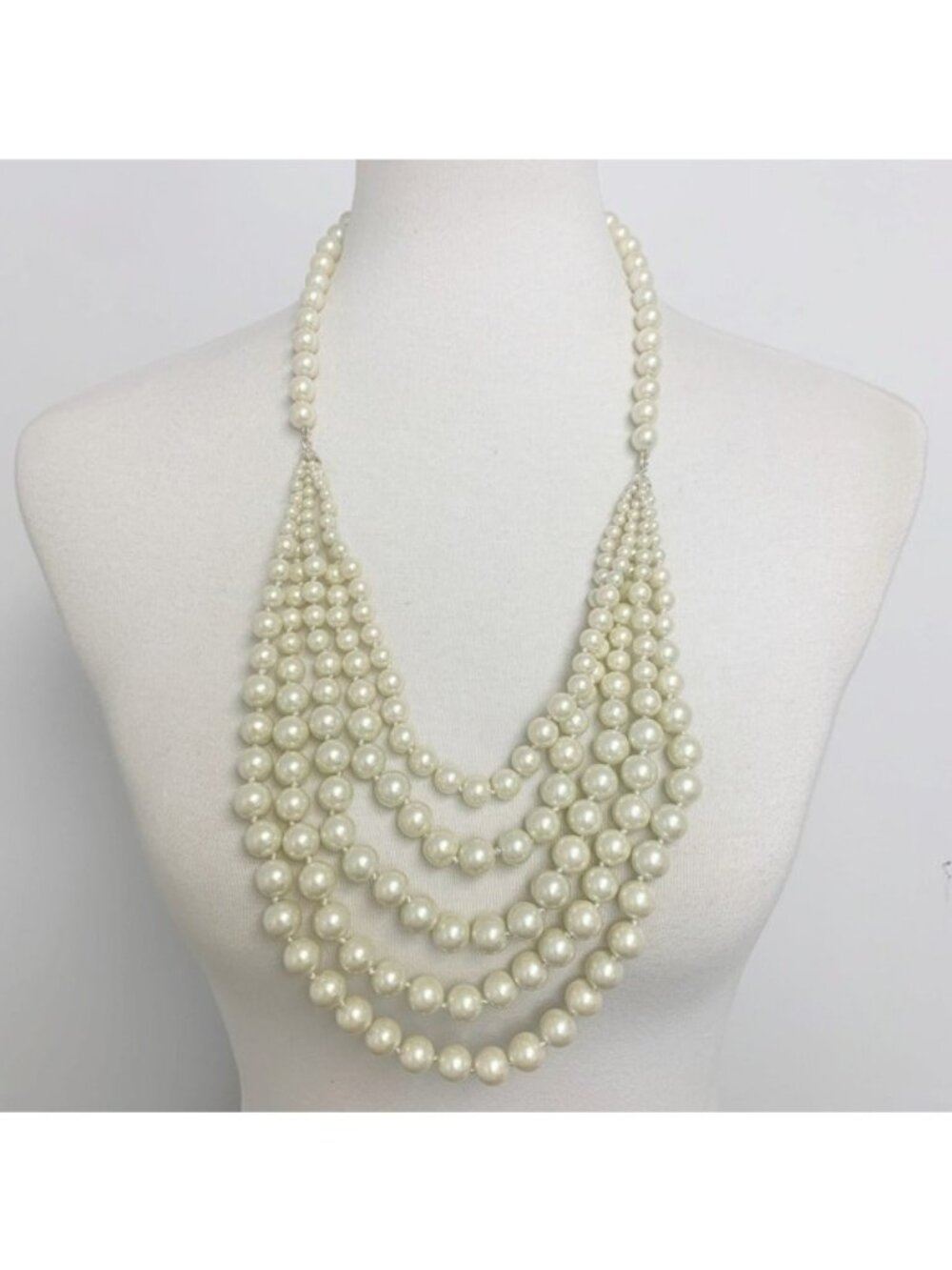 CAROLEE Faux Pearl chunky multi layer Necklace NWT
